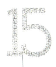 Load image into Gallery viewer, 15 Fifteen Number Crystal Rhinestone /15th Anniversary Cake Topper (FAUX Diamond Diamante) - CHARMERRY