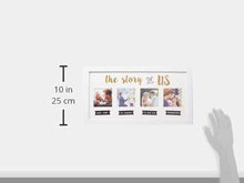 Load image into Gallery viewer, "The Story of Us" Wedding Collage White Picture Frame  | Love Story Keepsake, Engagement, Bridal Shower, Couple Gift - CHARMERRY