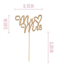 Load image into Gallery viewer, Mr and Mrs Cake Topper - Wedding Cake Toppers - Wedding Cake Topper - Confetti Wedding - Cake Topper Wedding Gold - Wedding Decorations - Wood Topper - Cake Toppers - Wedding Crafts - CHARMERRY