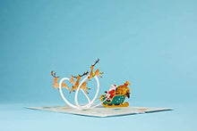 Load image into Gallery viewer, Lovepop Santa Sleigh Pop Up Card - 3D Cards, Christmas Pop Up Cards, Holiday Pop Up Cards, Christmas Cards, Santa Greeting Card, Santa Card - CHARMERRY