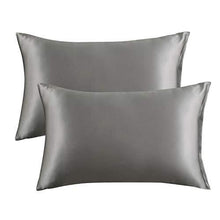 Load image into Gallery viewer, Bedsure Satin Pillowcase for Hair and Skin, 2-Pack - Standard Size Pillow Cases | Satin Pillow Covers with Envelope Closure, Dark Grey - CHARMERRY
