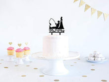 Load image into Gallery viewer, Black Fishing Wedding Cake Topper | Mr. & Mrs. Wedding Cake Topper | Fishing Theme