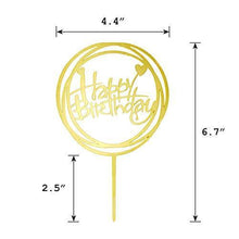 Load image into Gallery viewer, 6-Pack Gold Birthday Cake Topper Set, Double-Sided Glitter, Acrylic Happy Birthday Cake Toppers /Cupcake Toppers, Birthday Decorations for Children or Adults. - CHARMERRY