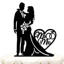 Load image into Gallery viewer, Mr. and Mrs. Acrylic Wedding Cake Topper | Groom and Bride Cake Topper - CHARMERRY
