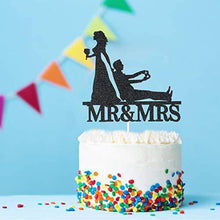 Load image into Gallery viewer, Mr. & Mrs. Cake Topper | Black Glittery Wedding Cake Topper