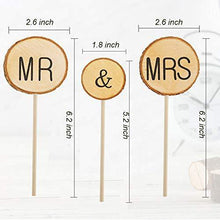 Load image into Gallery viewer, Rustic Wedding Cake Topper with Bark | Mr. and Mrs. Cake Topper