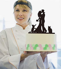 Load image into Gallery viewer, Silhouette Bride and Groom Cake Topper with  Cats | Pet Cake Topper
