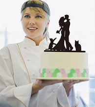 Load image into Gallery viewer, Silhouette Bride and Groom Cake Topper with  Cats | Pet Cake Topper