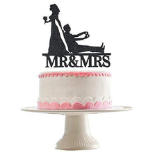 Load image into Gallery viewer, Mr. & Mrs. Cake Topper | Black Glittery Wedding Cake Topper