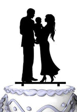 Load image into Gallery viewer, Family Wedding Cake Topper Holding Baby | Engagement or Anniversary - CHARMERRY