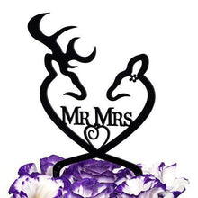 Load image into Gallery viewer, LOVENJOY Gift Boxed Deer Wedding Cake Topper | Buck and Doe, Mr and Mrs (Black) - CHARMERRY