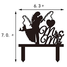 Load image into Gallery viewer, Fishing Wedding Cake Topper | Bride and Groom Embrace with MR & MRS