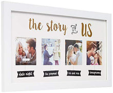 Load image into Gallery viewer, "The Story of Us" Wedding Collage White Picture Frame  | Love Story Keepsake, Engagement, Bridal Shower, Couple Gift - CHARMERRY