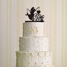 Load image into Gallery viewer, Fishing Wedding Cake Topper | Bride and Groom Embrace with MR & MRS