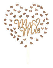 Load image into Gallery viewer, Mr and Mrs Cake Topper - Wedding Cake Toppers - Wedding Cake Topper - Confetti Wedding - Cake Topper Wedding Gold - Wedding Decorations - Wood Topper - Cake Toppers - Wedding Crafts - CHARMERRY