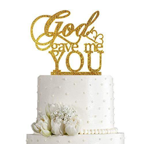 "God Gave Me You" Wedding Cake Topper - Mirror Silver Acrylic Decor For Wedding, Engagement Party - View #5
