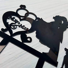 Load image into Gallery viewer, Bride and Groom with Dog  | Silhouette Pet Cake Topper | Wedding Couple Kissing