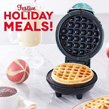 Load image into Gallery viewer, Dash DMW100AT Machine for Individual, Paninis, Hash Browns, & other Mini waffle maker, 4 inch, Holiday Tree - Aqua - CHARMERRY
