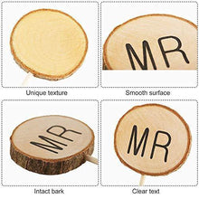 Load image into Gallery viewer, Rustic Wedding Cake Topper with Bark | Mr. and Mrs. Cake Topper