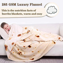 Load image into Gallery viewer, mermaker Burritos Tortilla Blanket 2.0 Double Sided 71 inches for Adult and Kids, Giant Funny Realistic Food Throw Blanket, 285 GSM Novelty Soft Flannel Taco Blanket (Yellow Blanket-Double Sided) - CHARMERRY