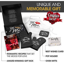 Load image into Gallery viewer, Mr. and Mrs. Aprons with Romantic Recipe Book, Oven Mitts & Pot Holder | Gift Idea for Bridal Shower, Bride, Engagement and Wedding - CHARMERRY