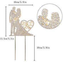 Load image into Gallery viewer, Rhinestone Crystal | Mr. and Mrs. Cake Topper  | Metal Love Wedding Cake Topper