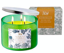 Load image into Gallery viewer, Large Citronella Candles Outdoor Indoor Candle Made with Natural Soy Wax and Essential Oils | 3 Wick Scented Candles Long Lasting 80 Hour Burn | 16 Ounces Highly Scented Aromatherapy Candles for Home - CHARMERRY