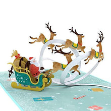 Load image into Gallery viewer, Lovepop Santa Sleigh Pop Up Card - 3D Cards, Christmas Pop Up Cards, Holiday Pop Up Cards, Christmas Cards, Santa Greeting Card, Santa Card - CHARMERRY