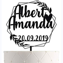 Load image into Gallery viewer, Personalized Wedding Cake Topper | Customized Bride and Groom | Name and Marriage Date  | Charmerry