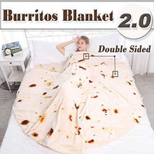 Load image into Gallery viewer, mermaker Burritos Tortilla Blanket 2.0 Double Sided 71 inches for Adult and Kids, Giant Funny Realistic Food Throw Blanket, 285 GSM Novelty Soft Flannel Taco Blanket (Yellow Blanket-Double Sided) - CHARMERRY