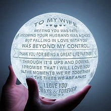 Load image into Gallery viewer, Engraved 3D Moon Lamp | Personalized 3D Printing | Gift for Wife - CHARMERRY
