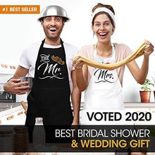Load image into Gallery viewer, Mr. and Mrs. Aprons with Romantic Recipe Book, Oven Mitts & Pot Holder | Gift Idea for Bridal Shower, Bride, Engagement and Wedding - CHARMERRY