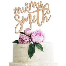 Load image into Gallery viewer, Mr. and Mrs. Wedding Cake Topper | Personalized | Rustic | Charmerry