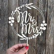 Load image into Gallery viewer, Mr. and Mrs. Floral Wedding Cake Topper | Wreath