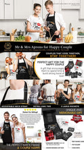 Load image into Gallery viewer, Mr. and Mrs. Aprons with Romantic Recipe Book, Oven Mitts & Pot Holder | Gift Idea for Bridal Shower, Bride, Engagement and Wedding - CHARMERRY