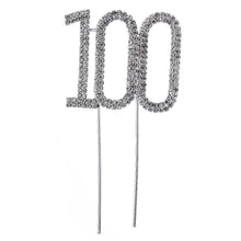 Load image into Gallery viewer, 100 Number Crystal Rhinestone /100th Anniversary Cake Topper (FAUX Diamond Diamante) - CHARMERRY
