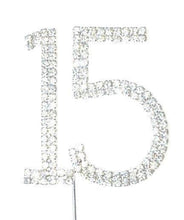 Load image into Gallery viewer, 15 Fifteen Number Crystal Rhinestone /15th Anniversary Cake Topper (FAUX Diamond Diamante) - CHARMERRY
