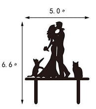 Load image into Gallery viewer, Silhouette Bride and Groom Cake Topper with  Cats | Pet Cake Topper
