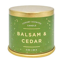 Load image into Gallery viewer, Illume Noble Holiday Collection Balsam &amp; Cedar Demi Vanity Tin, 3 oz Candle - CHARMERRY
