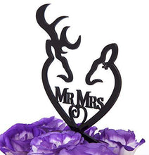 Load image into Gallery viewer, LOVENJOY Gift Boxed Deer Wedding Cake Topper | Buck and Doe, Mr and Mrs (Black) - CHARMERRY
