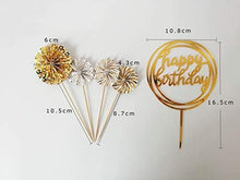 Load image into Gallery viewer, Happy Birthday Cake Toppers |  Happy Birthday Golden Cupcake Topper
