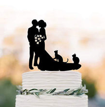 Load image into Gallery viewer, Bride and Groom With Cats | Wedding Cake Topper | Pet Cake Topper
