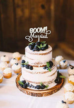 Load image into Gallery viewer, Boom! Married Wedding Cake Topper | Silver Glitter Funny Cake Topper | Quirky, Nerdy Cake Topper
