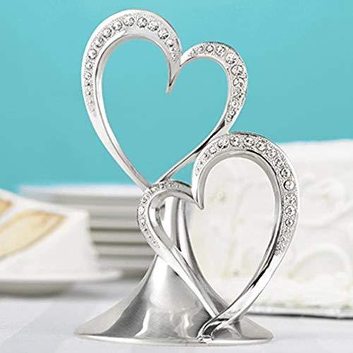 Silver Love Double Hearts  Cake Topper | Anniversary, Engagement, Wedding Cake Topper