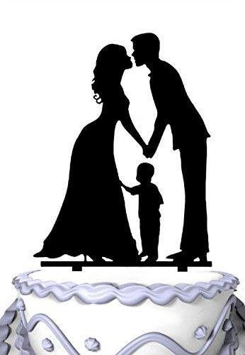 Family Wedding Cake Topper with Child | Bride, Groom with Little Boy ...