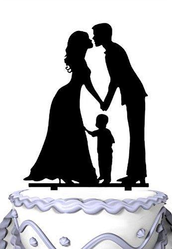 Family Wedding Cake Topper with Child | Bride, Groom with Little Boy | Happy Family Cake Topper - CHARMERRY