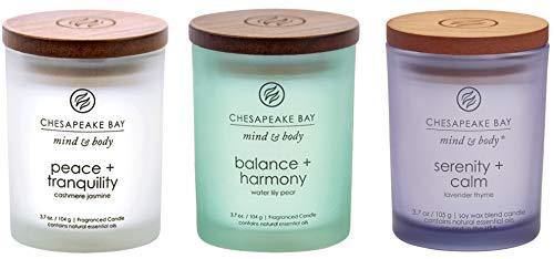 Chesapeake Bay Candle Peace + Tranquility, Balance + Harmony, Serenity + Calm Scented Candle Gift Set, Small Jar (3-Pack), Assorted - CHARMERRY