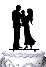 Load image into Gallery viewer, Family Wedding Cake Topper Holding Baby | Engagement or Anniversary - CHARMERRY

