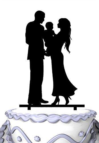 Family Wedding Cake Topper Holding Baby | Engagement or Anniversary - CHARMERRY