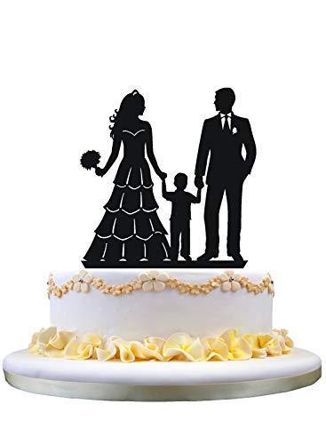 Family Cake Topper | Bride and Groom with Little Boy - CHARMERRY